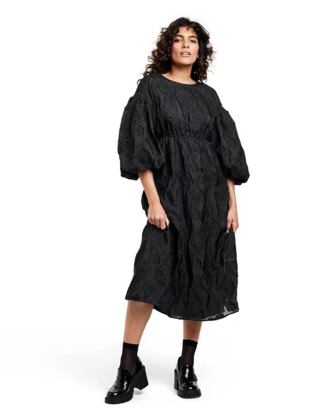 Kiki Vargas X Target Black Embroidered Puff Sleeve Dress, Small